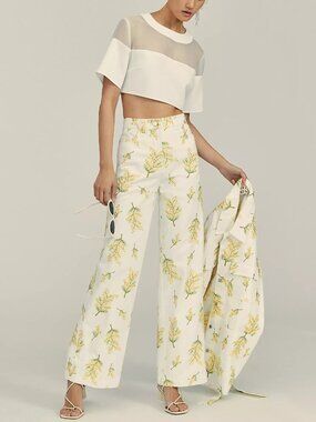 NWT Stella Nova Embroidered Floral Pants | Size M | Cotton | Statement Pants